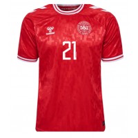 Camiseta Dinamarca Morten Hjulmand #21 Primera Equipación Replica Eurocopa 2024 mangas cortas